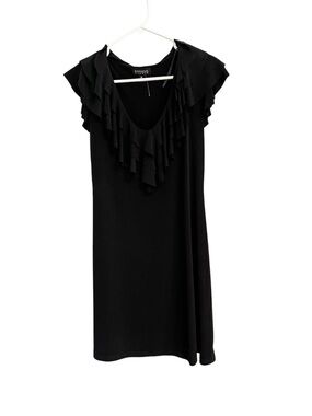 Enfocus Studio Black Midi Dress with Layered Ruffle V-Neck